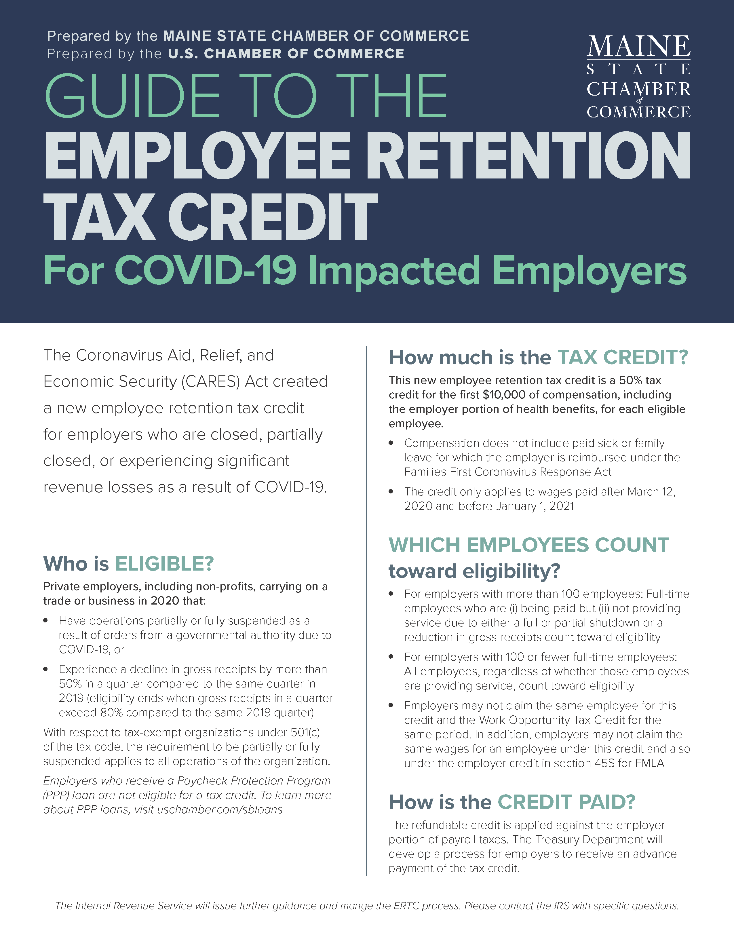 Small Business Employee Retention Credit 2021 – ERTC Eligibility Report Launched